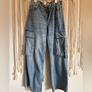 Women's Blue Cargo Jeans